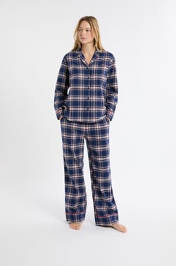 Checkered Cotton Pyjama Shirt;${refinementColor}