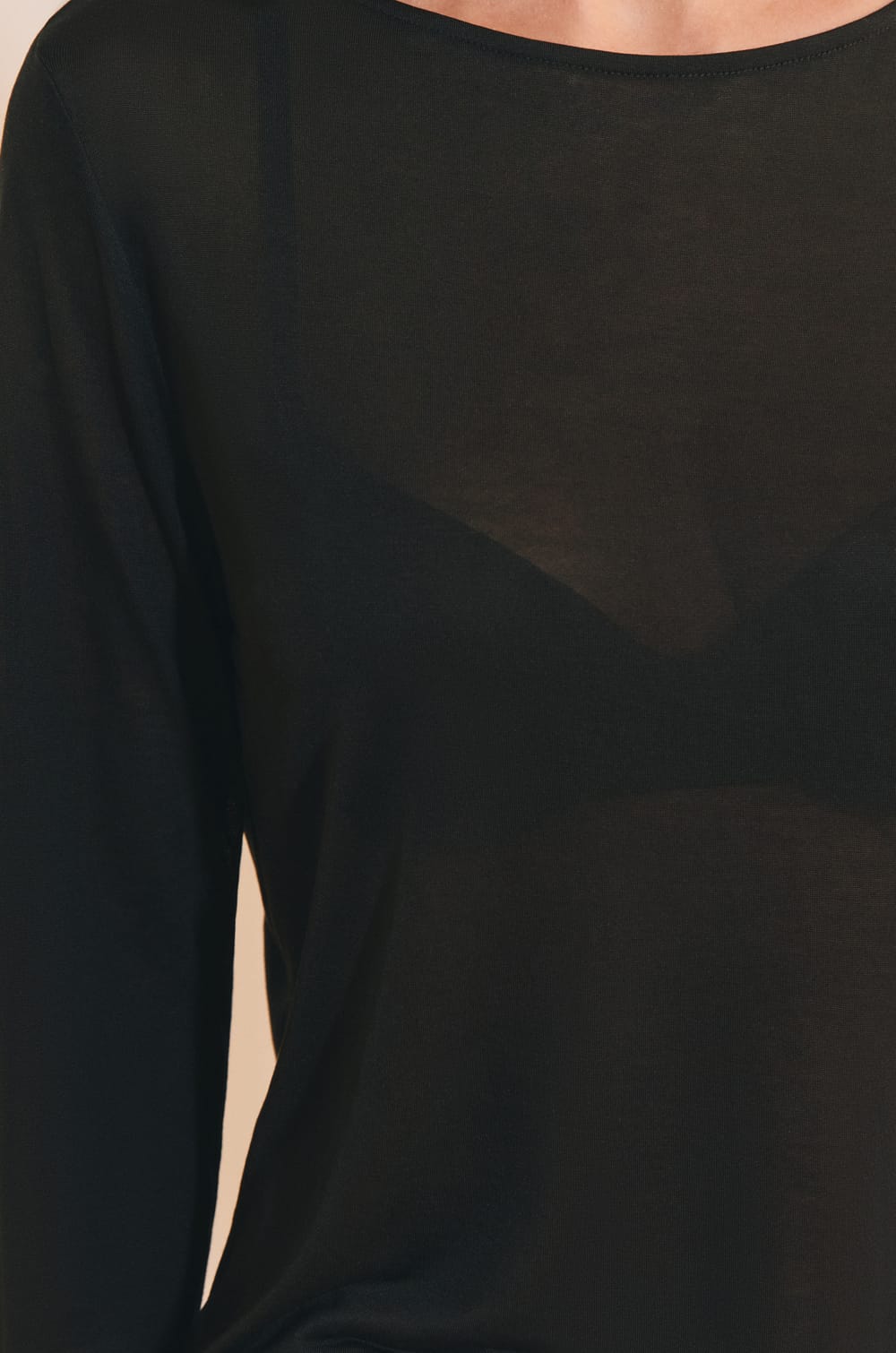 T-shirt col bateau manches longues;${refinementColor}