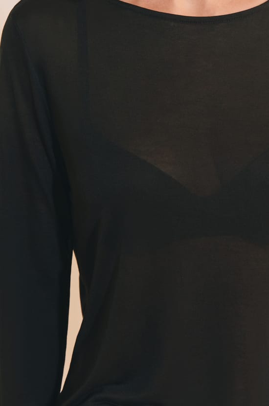 T-shirt col bateau manches longues;${refinementColor}