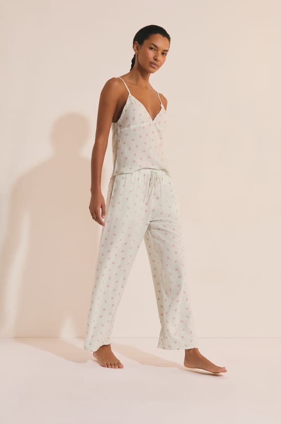 Pantacourt &agrave; motifs fleuris;${refinementColor}