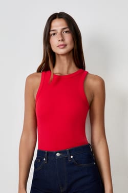 Débardeur côtelé en coton;${refinementColor}