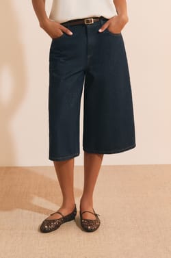 Jupe culotte en jean;${refinementColor}