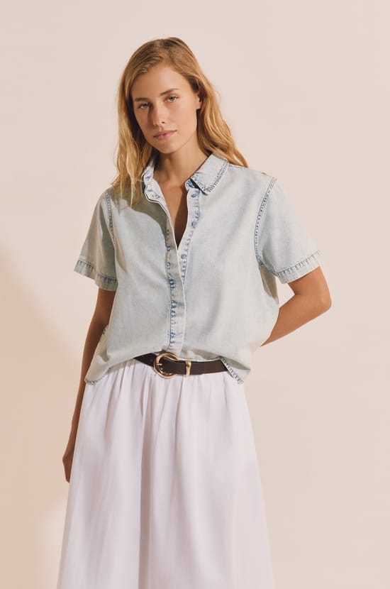 Chemise manches courtes en coton;${refinementColor}