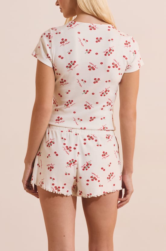 Short de pyjama en coton &agrave; motifs tomates;${refinementColor}