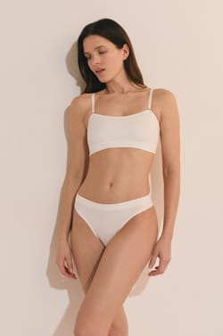 Soutien-gorge bandeau avec bretelles amovibles en coton;${refinementColor}