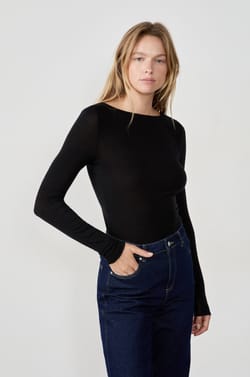 T-shirt manches longues col bateau;${refinementColor}