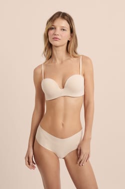 Soutien-gorge bandeau microfibre push-up bretelles amovibles;${refinementColor}