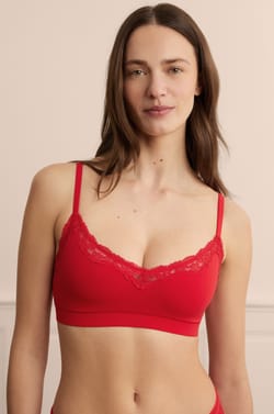 Bralette in Microfiber with Lace Details;${refinementColor}