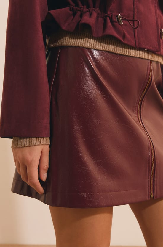 Jupe courte avec fermeture &eacute;clair;${refinementColor}