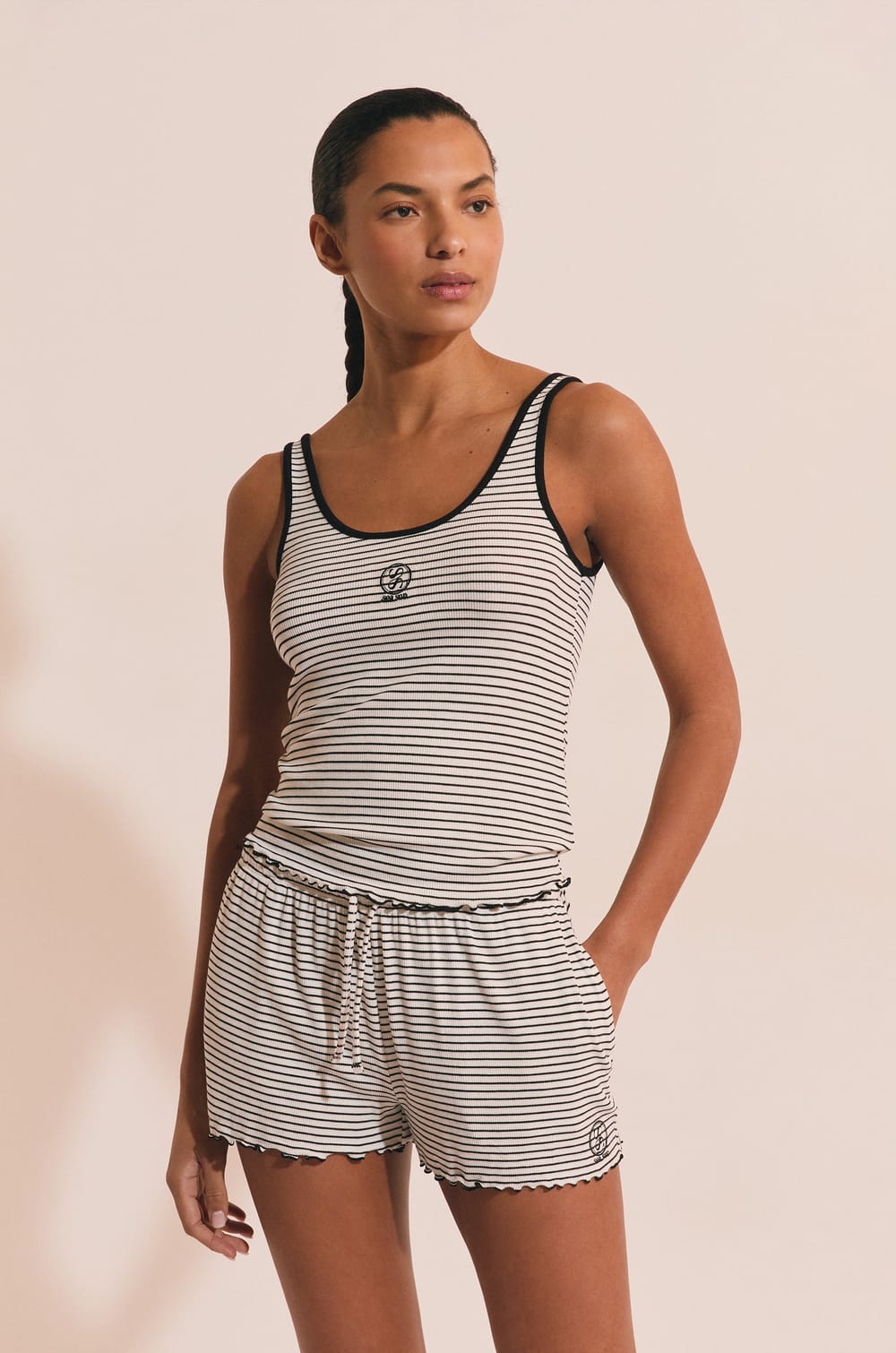 Short de pyjama &agrave; rayures;${refinementColor}