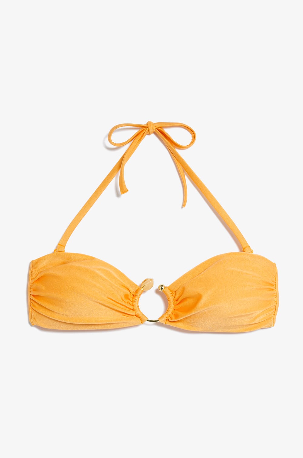 Bandeau Badeanzug Oberteil aus Satin mit abnehmbaren Trägern;${refinementColor}