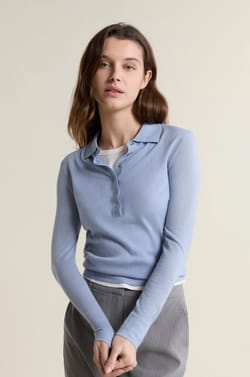 Long-sleeved polo 100% wool;${refinementColor}