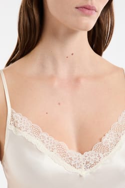 Silk nightdress with lace details;${refinementColor}