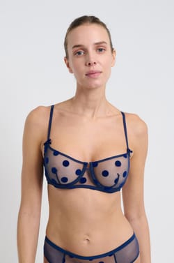 Bra No.9 - Balconette in flocked tulle;${refinementColor}