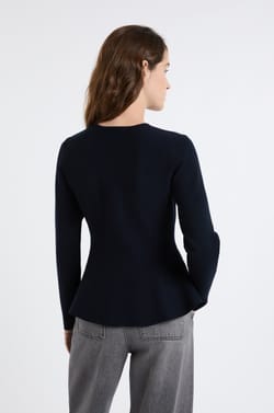 Peplum sweater with golden buttons;${refinementColor}