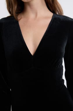 Long Sleeve Velvet Bodysuit;${refinementColor}