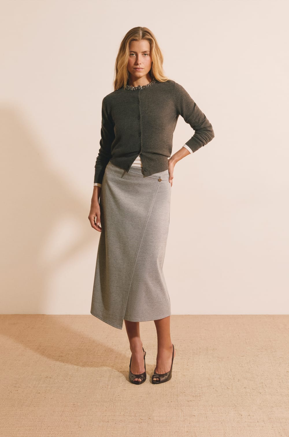 Jupe midi avec coton;${refinementColor}