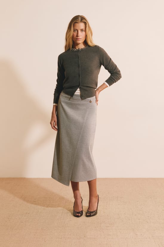 Jupe midi avec coton;${refinementColor}