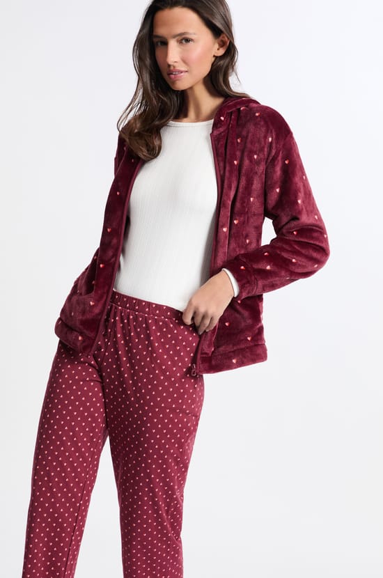 3-Piece Pajama Set With Heart Print In Cotton;${refinementColor}