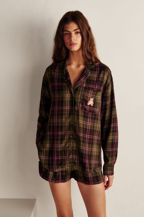 Chemise de pyjama &agrave; carreaux ;${refinementColor}