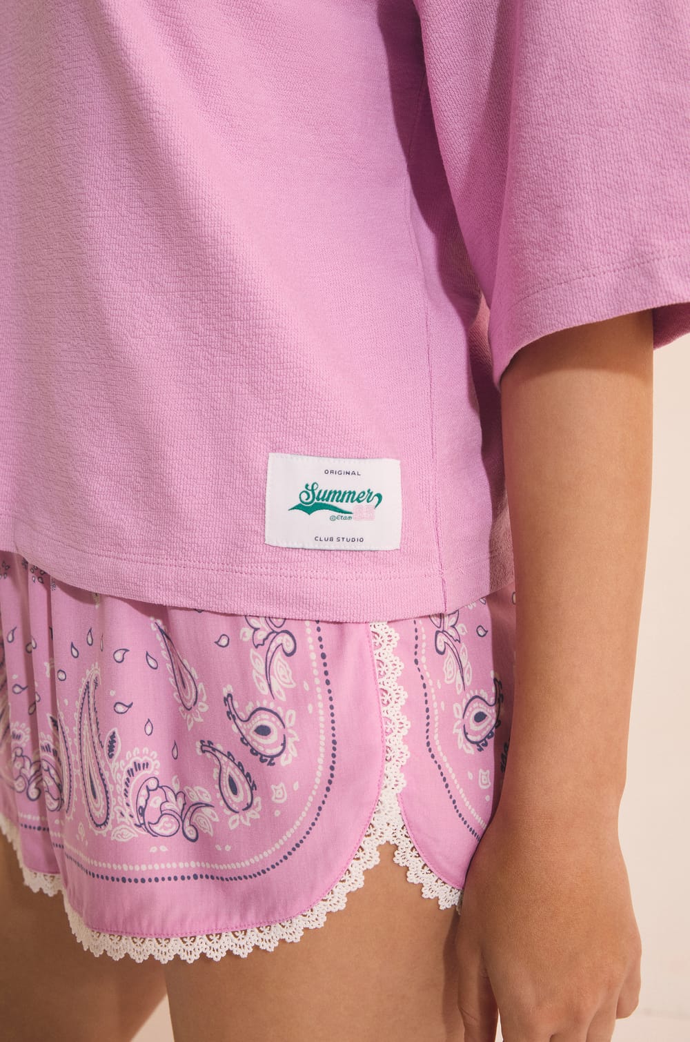 T-shirt de pyjama manches courtes en coton;${refinementColor}