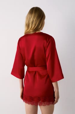 Satin Robe with Lace Details;${refinementColor}