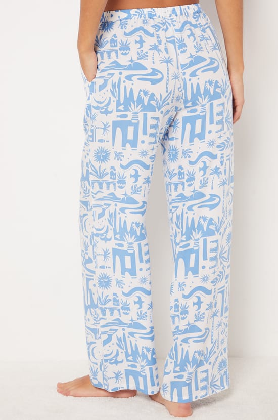 Printed Wide Cut Pyjama Trousers;${refinementColor}