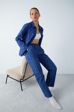 Pantalon de pyjama &agrave; poids en coton;${refinementColor}
