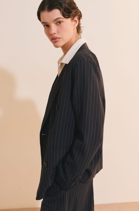 Veste blazer &agrave; rayures;${refinementColor}