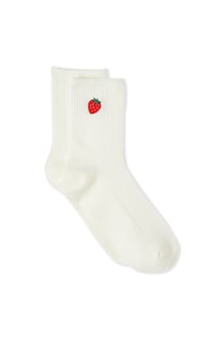 Chaussettes cotel&eacute;es avec coton &agrave; motif fraise;${refinementColor}