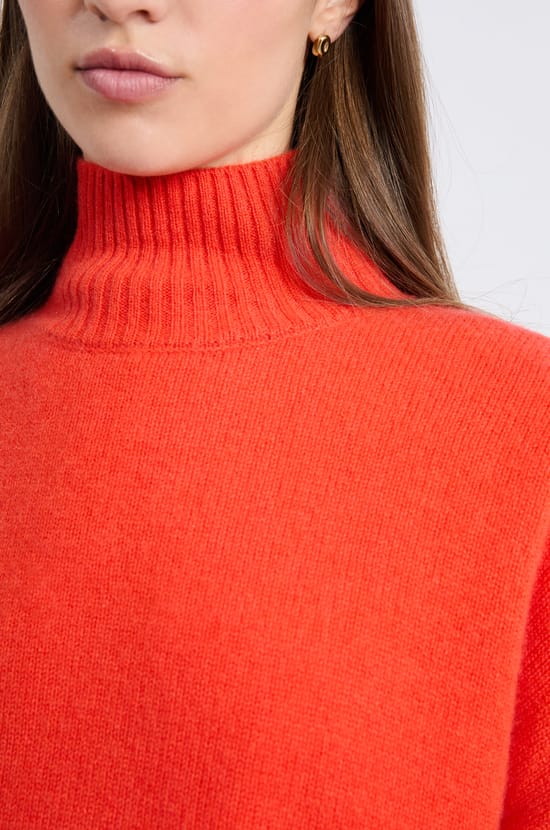 High Neck Cashmere Sweater;${refinementColor}
