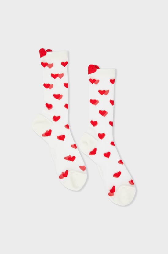 Chaussettes transparentes à motifs coeurs Coucou Suzette;${refinementColor}
