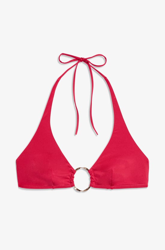 Ring Detail Triangle Bikini Top;${refinementColor}