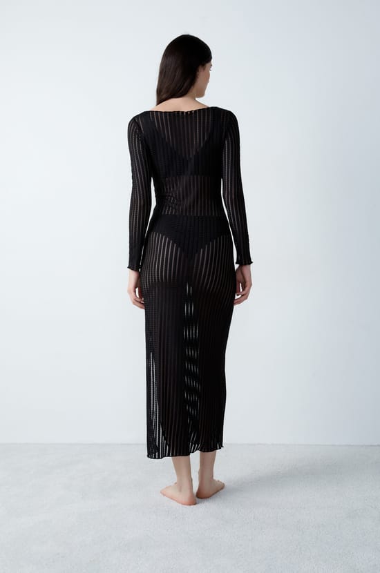 Nuisette longue rayures transparentes;${refinementColor}