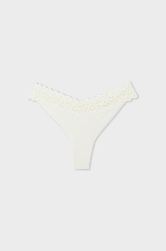 Microfibre and Lace Thong;${refinementColor}