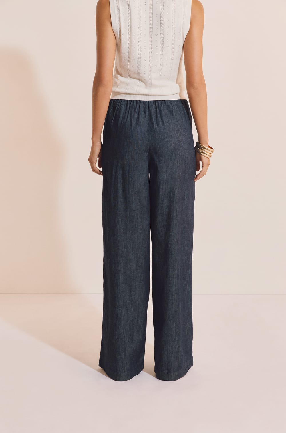 Pantalon &eacute;lastiqu&eacute; en coton;${refinementColor}