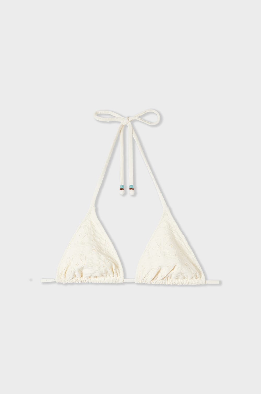 Embroidered Wireless Triangle Bikini Top;${refinementColor}