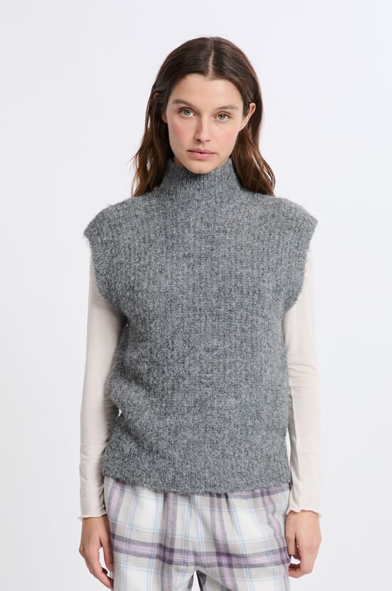Pull sans manches col montant;${refinementColor}