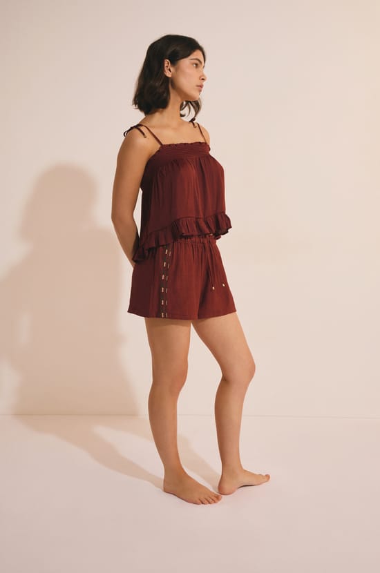 Pantal&oacute;n corto de pijama con cintura el&aacute;stica;${refinementColor}