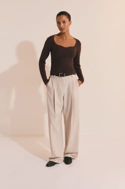 Long-sleeved Fine Knit Sweater;${refinementColor}