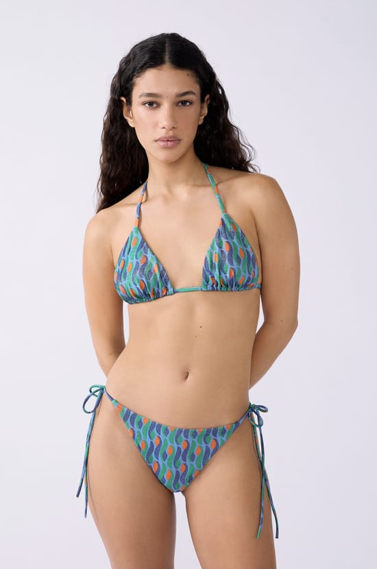Glittery tie-side bikini bottom;${refinementColor}