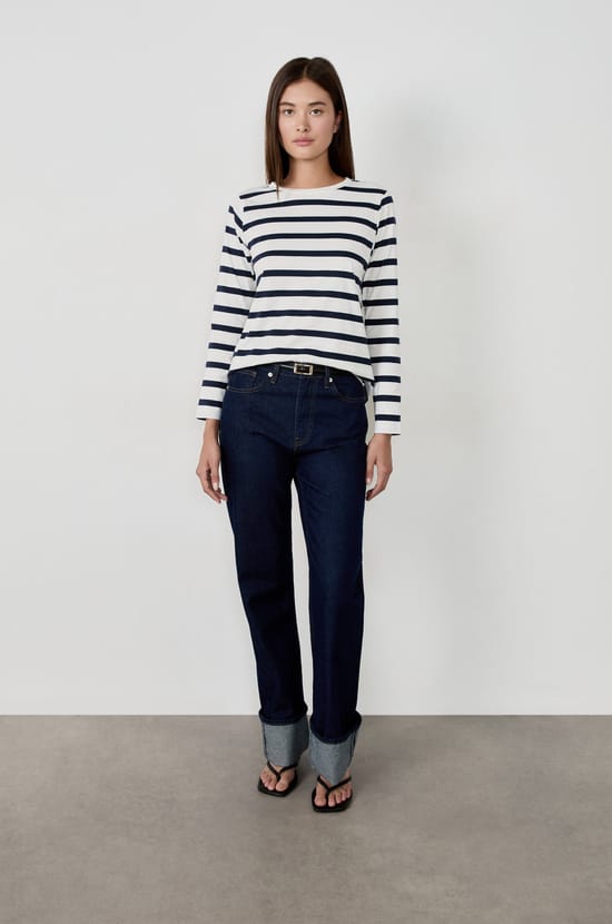 T-shirt manches longues à rayures;${refinementColor}