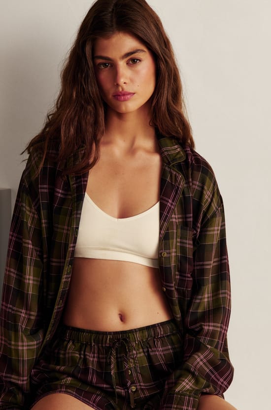 Chemise de pyjama &agrave; carreaux ;${refinementColor}