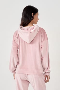 Sweatshirt à capuche effet velours;${refinementColor}