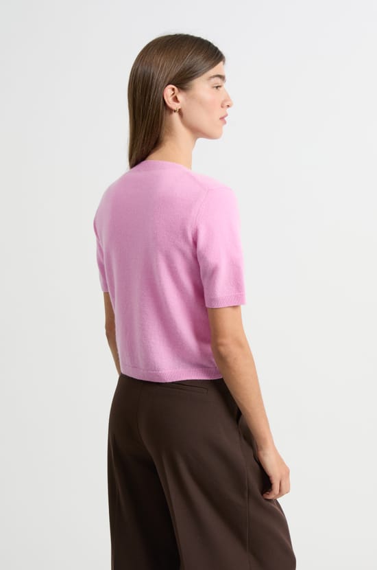 Pull manches courtes en cachemire;${refinementColor}