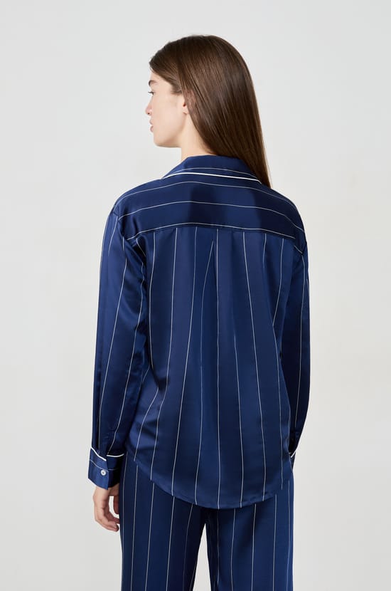 Striped satin pyjama shirt;${refinementColor}