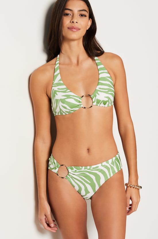 Ring Detail Triangle Bikini Top;${refinementColor}