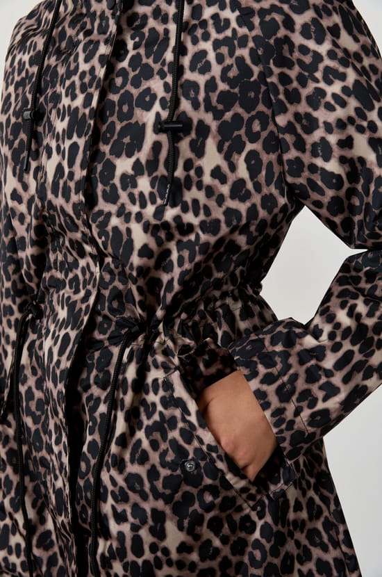 Leopard print parka;${refinementColor}