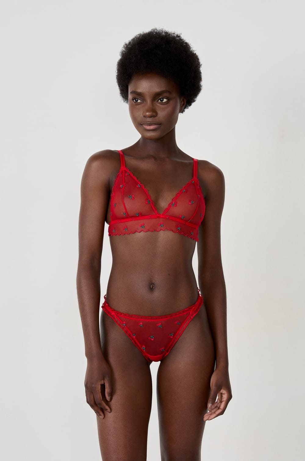 Strawberry Embroidered Thong;${refinementColor}