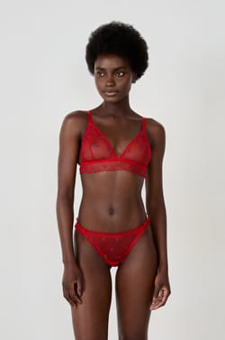 Strawberry Embroidered Thong;${refinementColor}